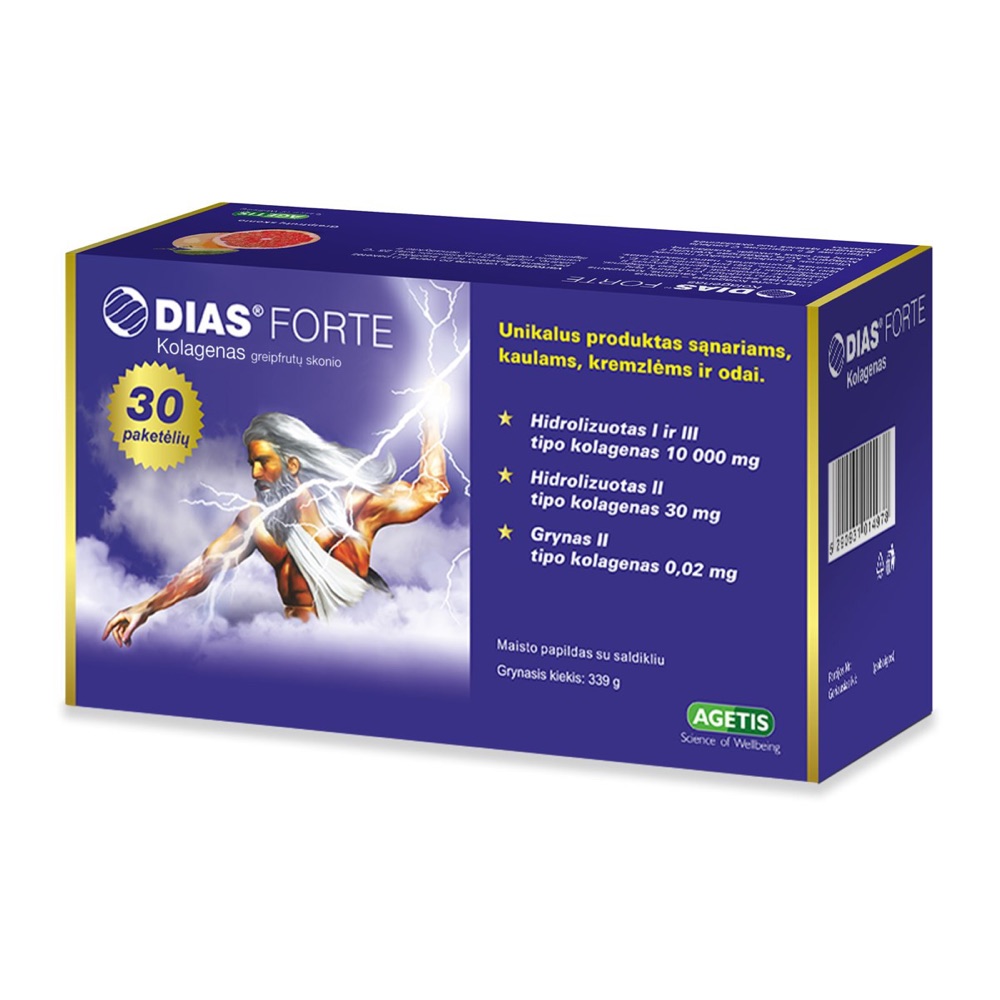 Dias Forte Kolagenas Greipfrutų Skonio, 30 Paketėlių